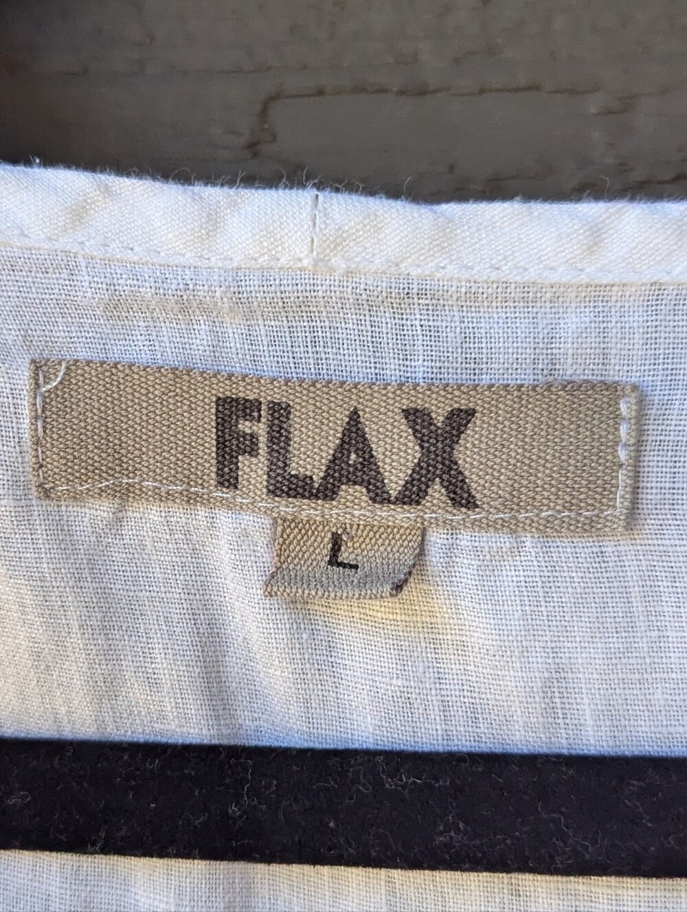 FLAX White Short-Sleeve 100% Linen Shirt Scoop Neck Size Large - Picture 3 of 7